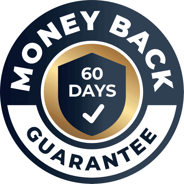 Vertigenics 60 day money-back guarantee badge