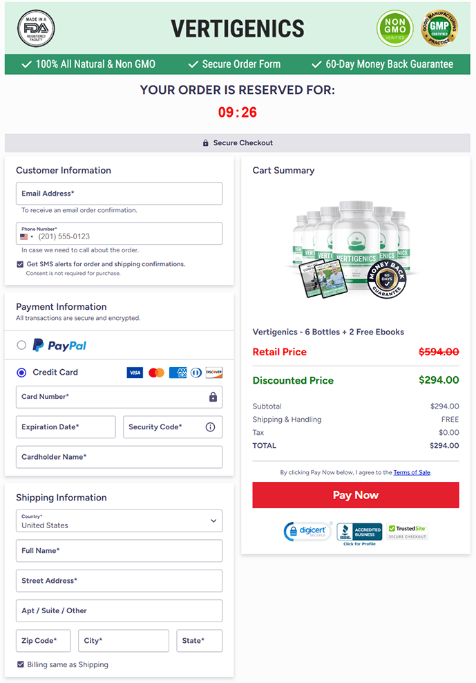 Vertigenics Secured Checkout